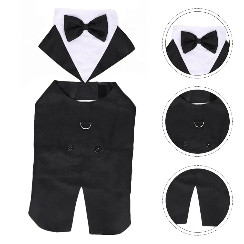 Pet Dog Clothes Fashion Party Show Formal Suit Tie Bow Shirt Wedding Tuxedo Halloween Dress