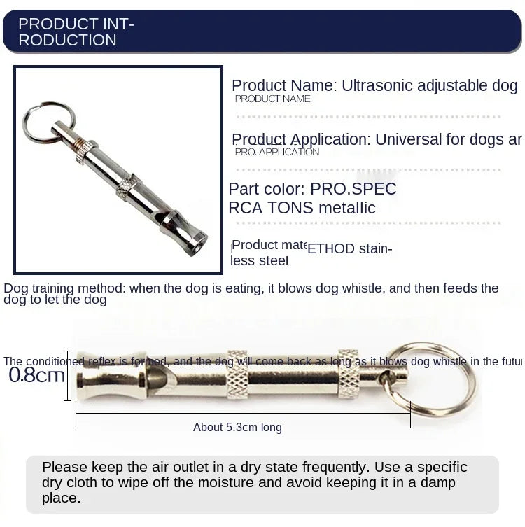 Adjustable Stainless Steel Dog Training Whistle – Stop Barking & Control Aid