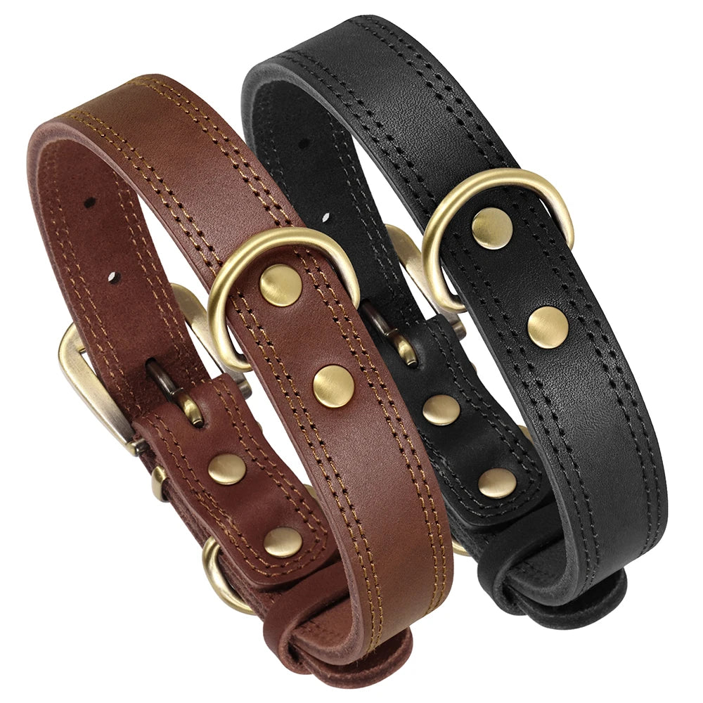 Durable Real Leather Dog Collar – Adjustable & Heavy-Duty for Medium to Large Dogs