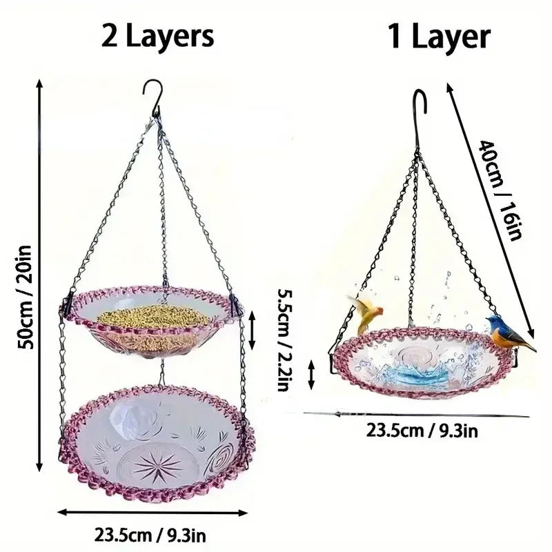 Flower-Shaped Hanging Bird Feeder & Birdbath | Outdoor Garden Tray for Hummingbirds & Wild Birds | Yard & Farm Decor