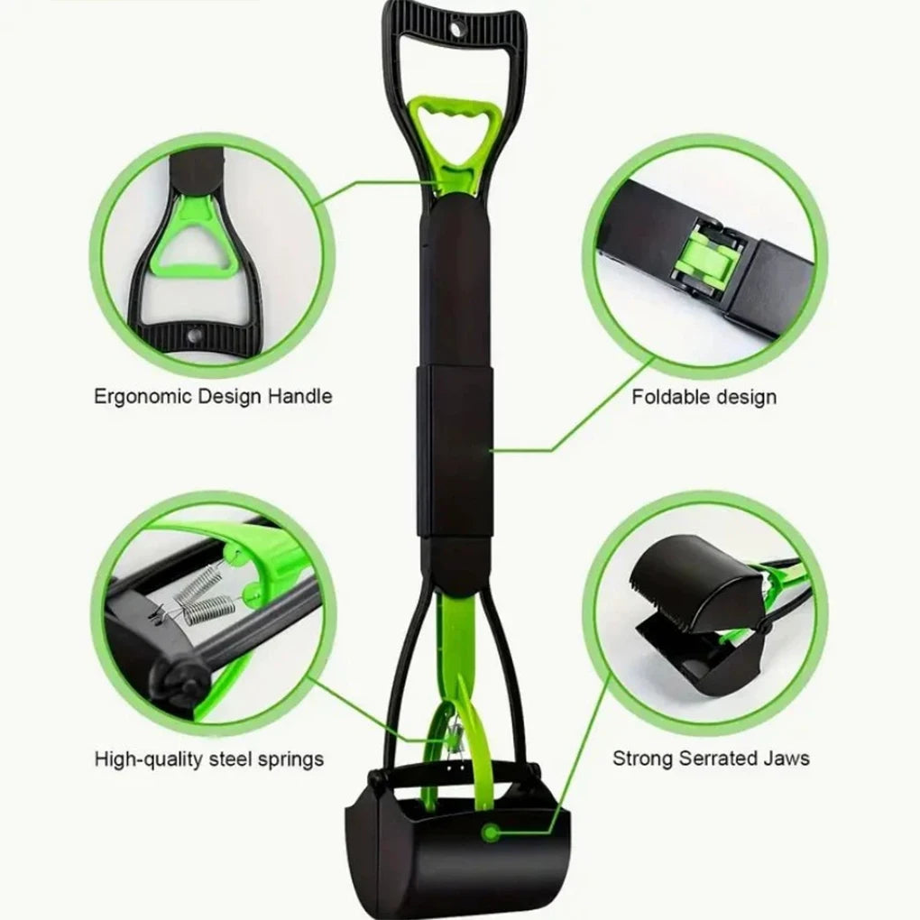 Outdoor Pet Long-Handled Pooper Scooper – Sturdy and Foldable Animal Manure Cleaning Tool