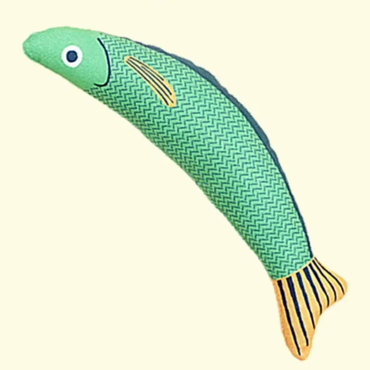Cat Toy | Saury Fish Plush | Crinkle Sound | Catnip Kicker Toy | Interactive Teeth Grinding | Kitten Chew Toy | Pet Play Supply