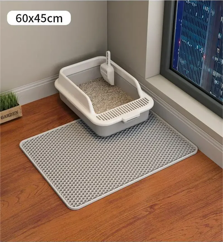 Cat Litter Mat - Double Layer | Cat Litter Box Waterproof Mat | Non-slip Sand Cat Pad | Foldable Washable Mat | Pet Clean Supplies