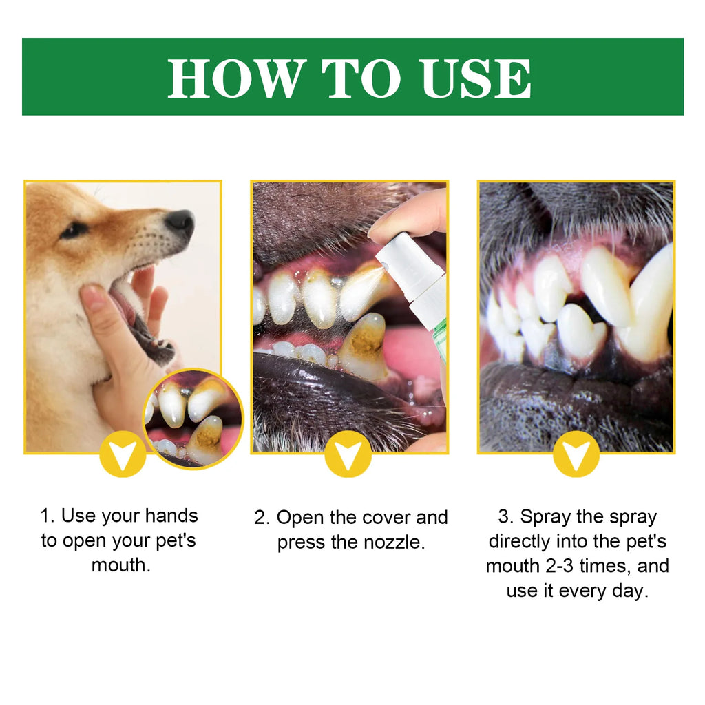 Pet Teeth Cleaning Spray 30ml – Dog & Cat Oral Care, Breath Freshener, Tartar & Stain Remover