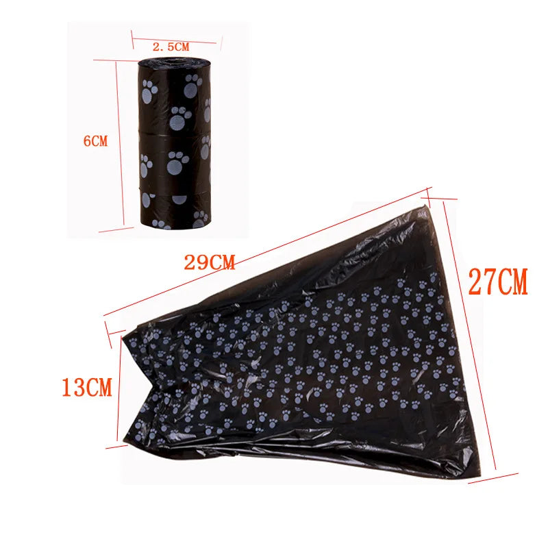 Dog Poop Bags Pet Waste Garbage Bags Unscented 15 Sheets Per Roll Outdoor Carrier Holder