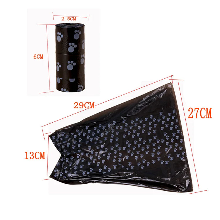 Dog Poop Bags Pet Waste Garbage Bags Unscented 15 Sheets Per Roll Outdoor Carrier Holder