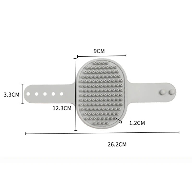 Cat Grooming Comb | Dog Bath Brush - Pet Grooming Shedding Soothing Massage | Rubber Bristles Comb with Adjustable Ring Handle