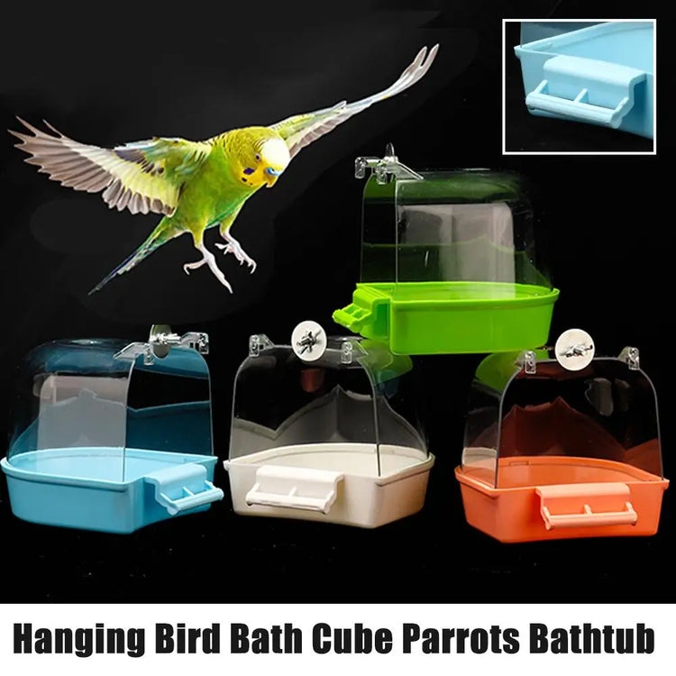 Hanging Bird Bath Box | Parakeet Shower Cage Bath | Bird Bathtub for Canary, Cockatiel, Budgerigar, Small Parrots