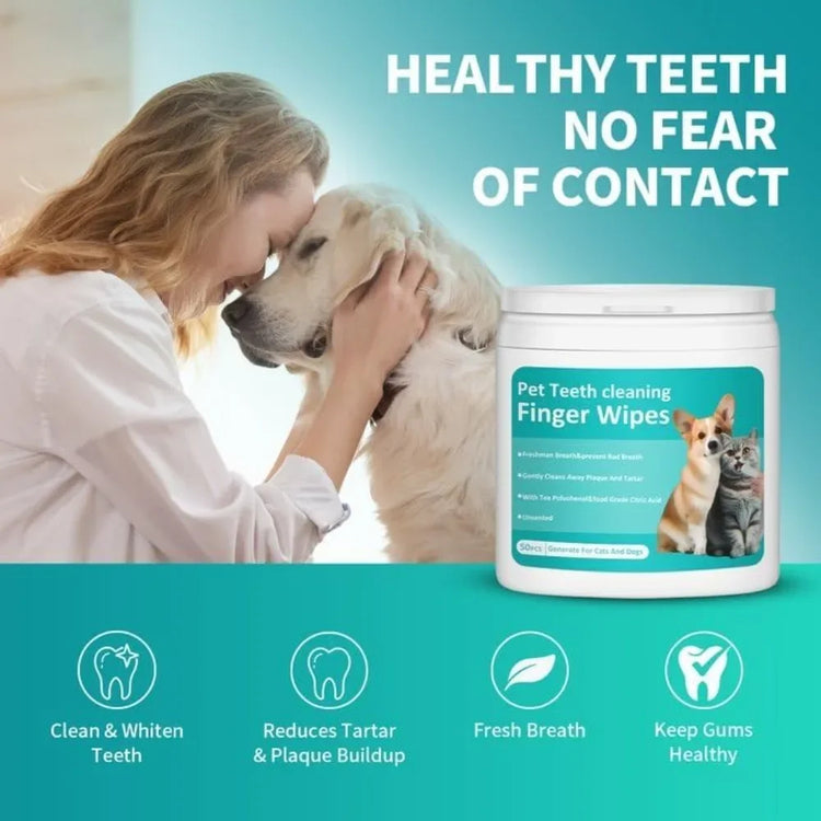 Cat Ear Wipes | Pet Ear & Eye Cleaning Finger Wipes | Remove Wax & Odor | 50 Wipes for Dogs/Cats