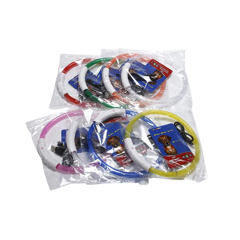 USB Rechargeable LED Dog Collar – Adjustable Luminous Safety Light Collar for Night Visibility