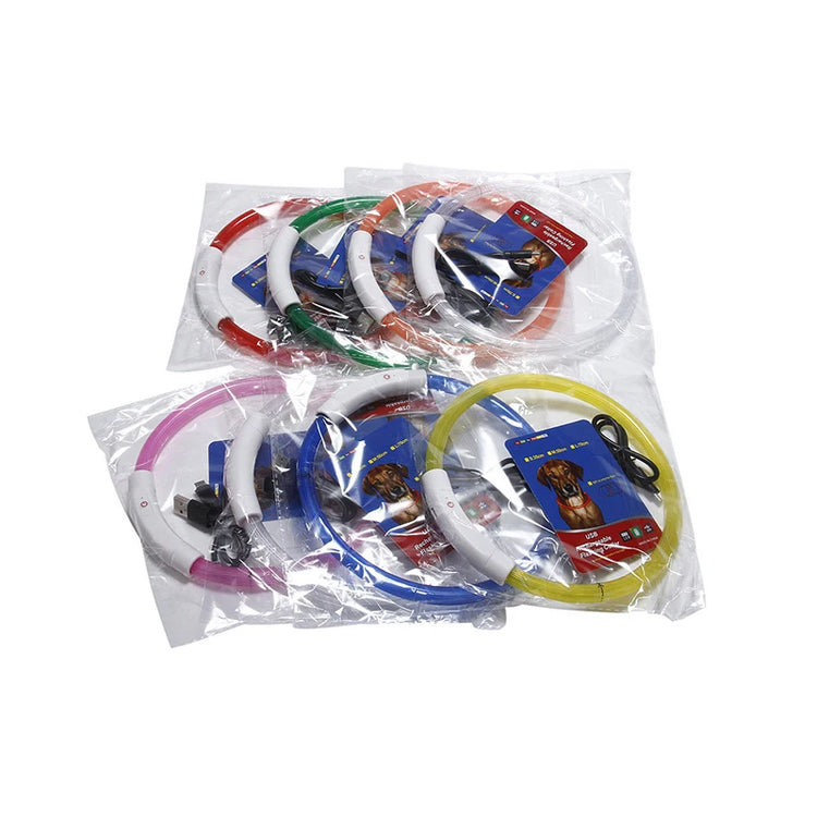 USB Rechargeable LED Dog Collar – Adjustable Luminous Safety Light Collar for Night Visibility