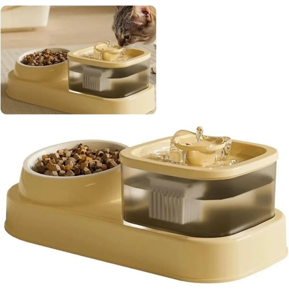 Large Dog Bowl | Cats Food Bowls | 2 in 1 Pet Feeders | Water Fountain & Food Container | Automatic Feeder & Waterer | Pet Feeding Supplies