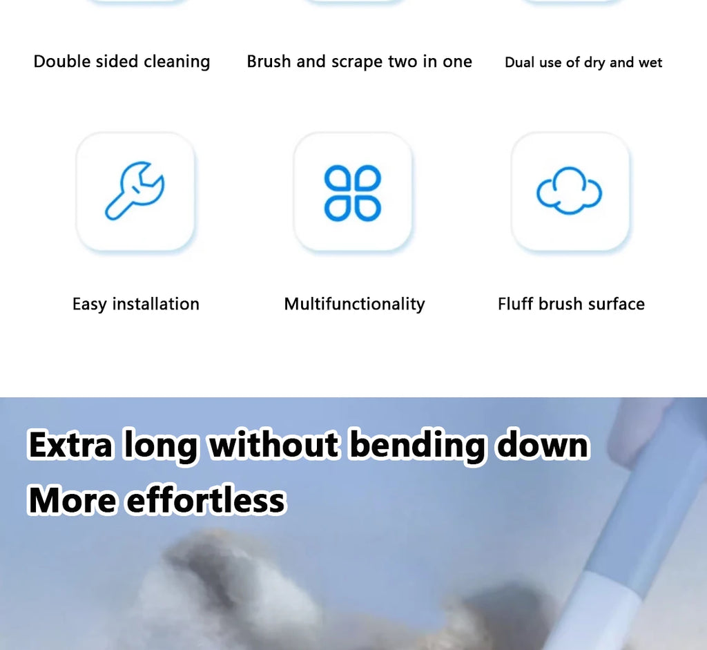 Multifunctional Pet Hair Remover Brush | Long Handle Fur Cleaner for Carpet, Sofa & Clothes | Manual Cat/Dog Hair Cleaning Tool