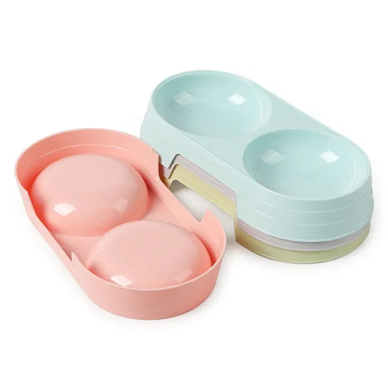 Double Pet Bowl for Small Dogs & Cats – Stainless Steel Food and Water Feeder with Non-Slip Base
