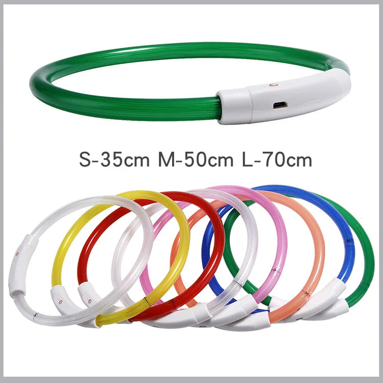 USB Rechargeable LED Dog Collar – Adjustable Luminous Safety Light Collar for Night Visibility