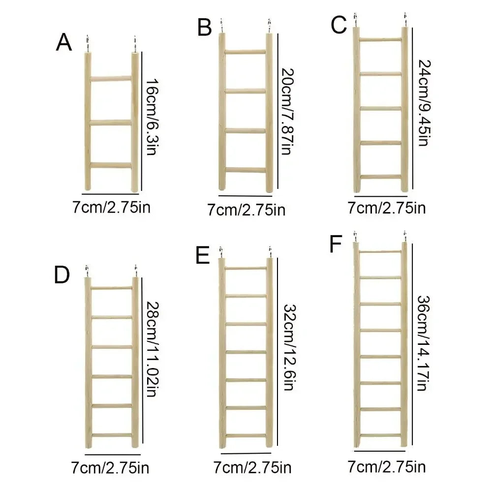 1PC Birds Toy | Wooden Ladders Swing Scratcher Perch Climbing | 3/4/5/6 Step Ladder for Bird Cage Parrots Hamsters Hanging Pet Supplies