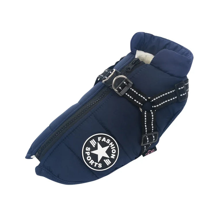 Large Pet Dog Jacket With Harness Winter Warm Dog Clothes For Labrador Waterproof Big Dog Coat Chihuahua French Bulldog Outfits
