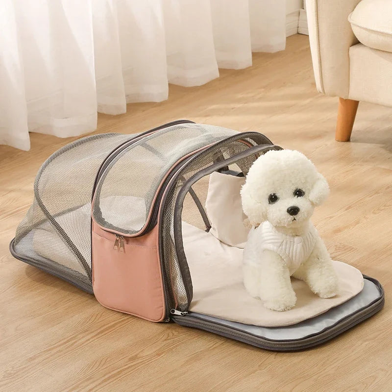 Pet Carrier Bag for Cats Travel Backpack/Transport for Dogs | Expandable Tunnel & Shoulder Strap Options
