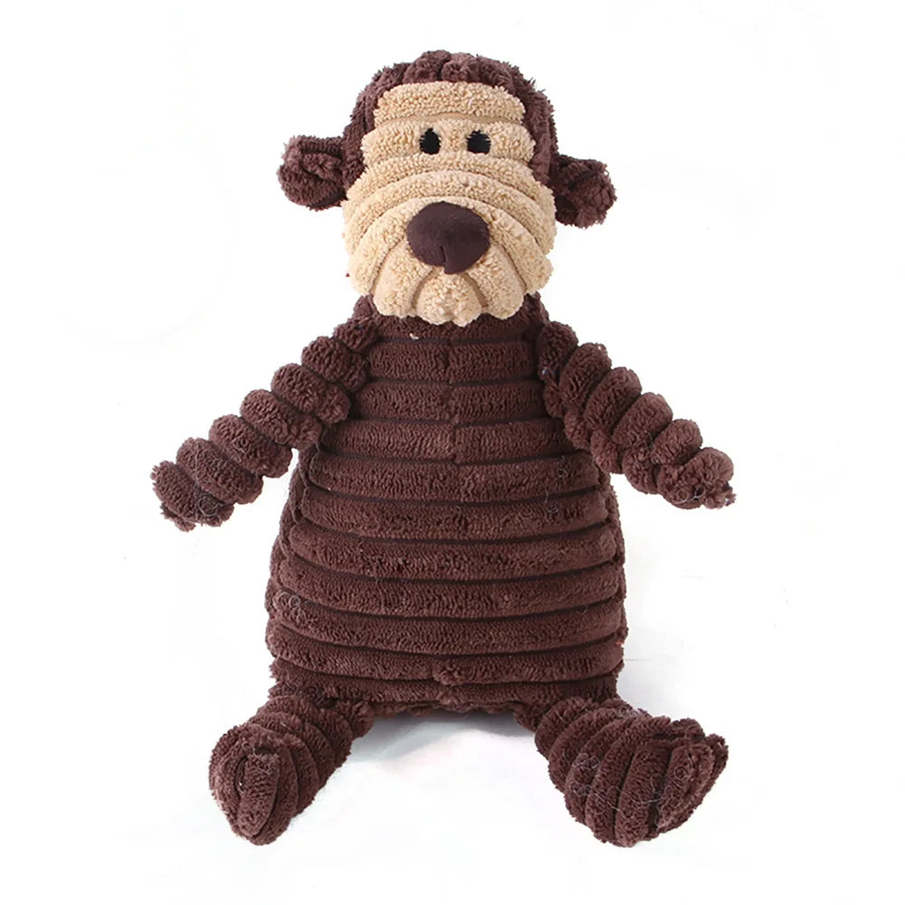 Corduroy Dog Toys – Animal Plush Squeaky Chew Toys for Small and Large Dogs