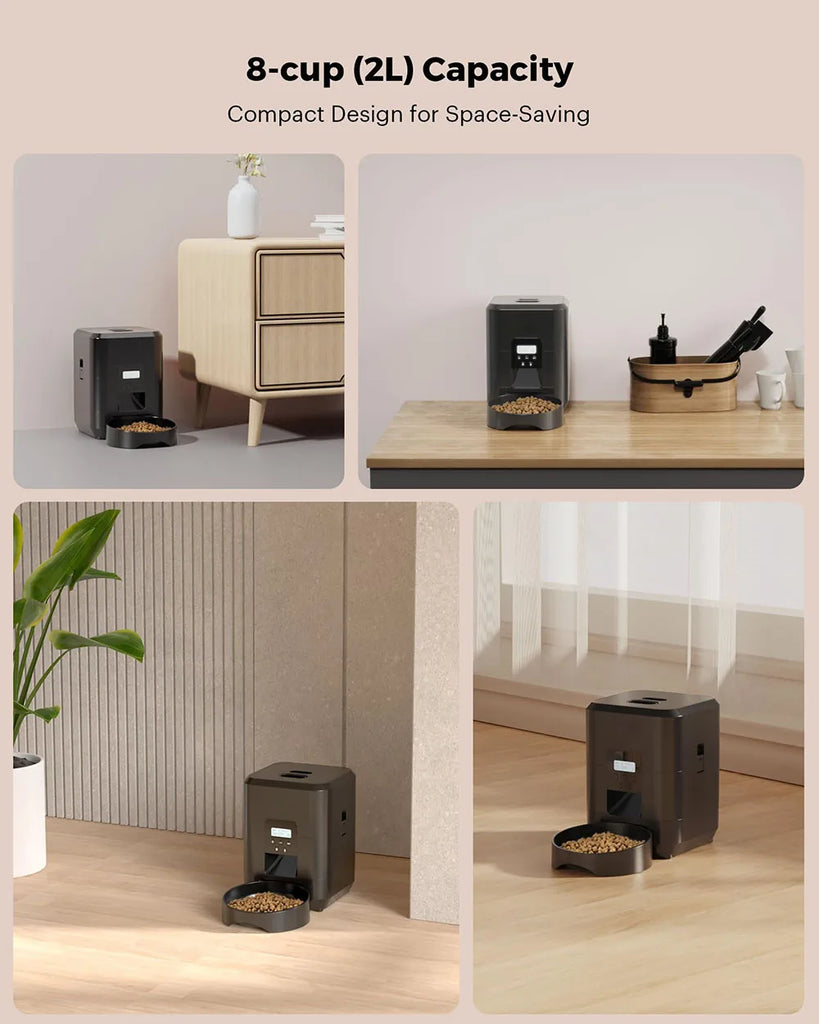 Smart Pet Feeder | Automatic Cat Dog Food Dispenser | Timed Portion Control | 2L Slow Feeder Bowl | LCD Display | Battery Operated | Pet Feeding Machine