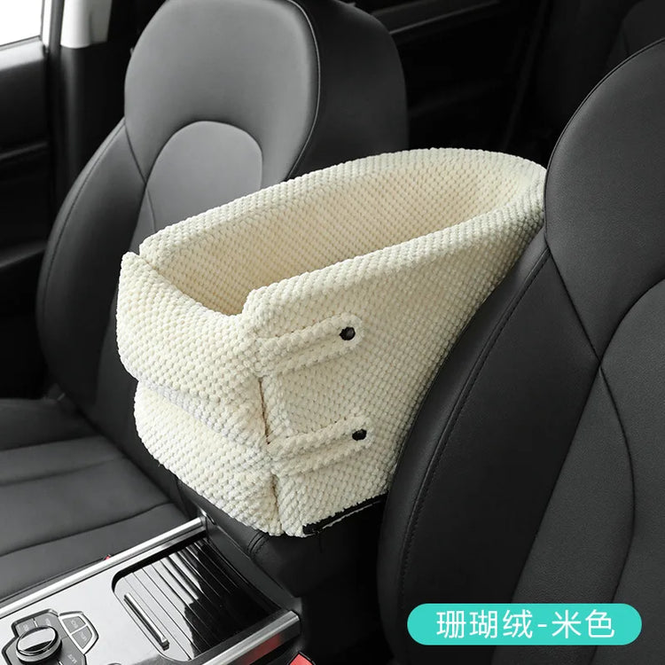 Central Console Dog Car Seat Bed – Portable Pet Carrier for Small Dogs & Cats, Travel Safety Seat