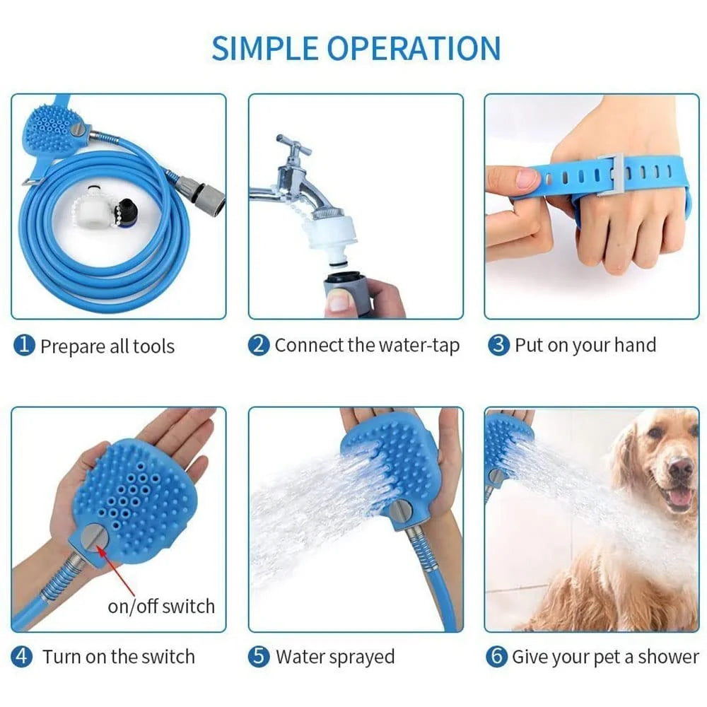 Pet Dog Shower Head Dogs Wash Clean Massage Tool Pet Bath Tool Shower Sprayer with Brush for Dog Cleaning Massage Indoor Outdoor