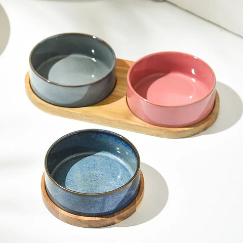 Cat Bowl | Cat Food Bowl | Ceramic Pet Food & Water Feeder | For Small & Medium-Sized Dogs | Spine Protection | Rollover Prevention