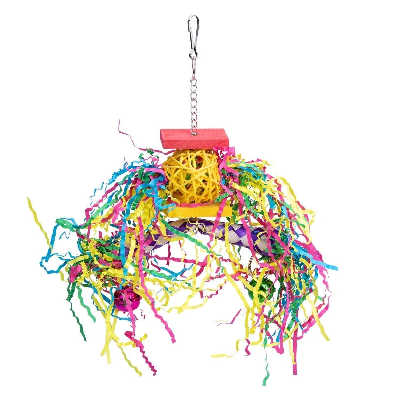 5 Piece Bird Shredding Toys | Wooden Blocks | Colorful Parrot Chewing - Foraging Hanging Toy for Parakeets/Love Birds/Budgies