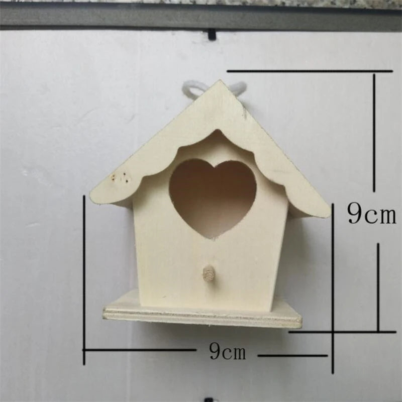 Wooden Mini Birdhouse | Hanging Outdoor Nest Box for Small Birds | Garden Yard Bird Cage Décor – 3 Size Options