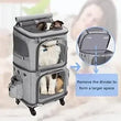 Double-Layer Pet Carrier Backpack with Spinner Wheels – Large Capacity Foldable Cat & Small Dog Trolley Bag for Outdoor Travel