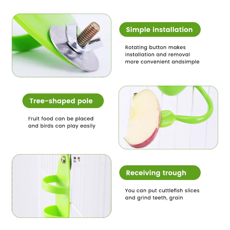 Parrot Food Feeder | Bird Perching Frame Toy | Bird Cage Feeder | Plastic Pet Feeding Box