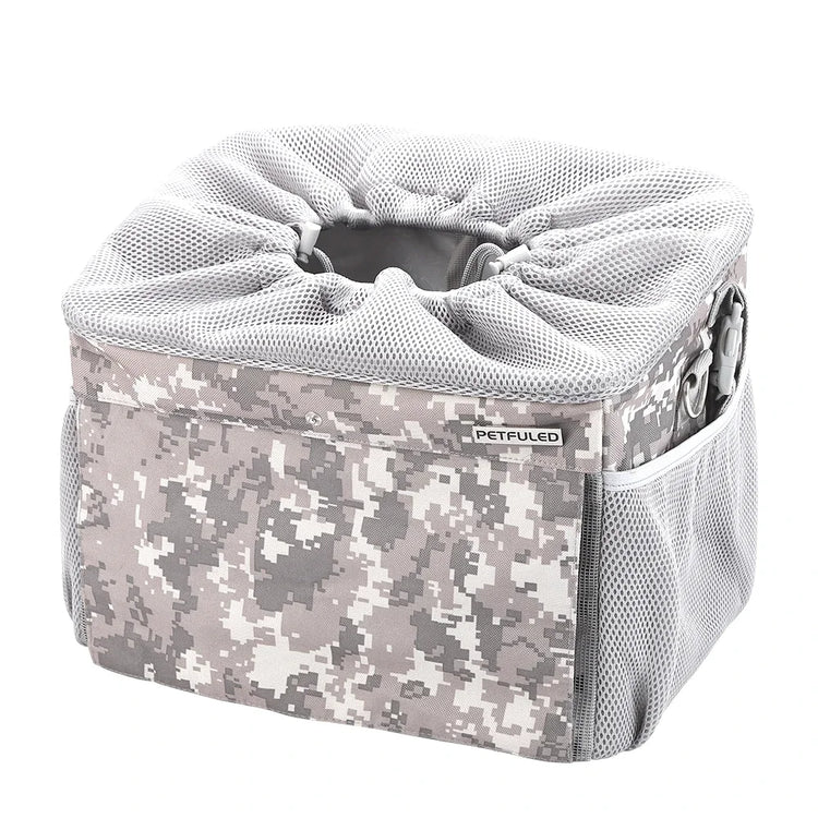 Multifunctional Soft-Sided Dog Bike Basket – Expandable Pet Carrier Backpack with 4 Open Doors