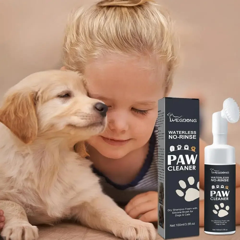 Pet Foot Cleaner Foam with Silicone Brush – Gentle, No-Rinse Paw Cleaner for Dogs & Cats