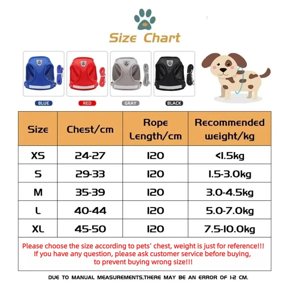Cat Harness | Lead Leash Set | Adjustable Reflective Escape Proof Pet Mesh Vest Harness | Puppy Dog Collar | Small Dog Cat Pet Supplies