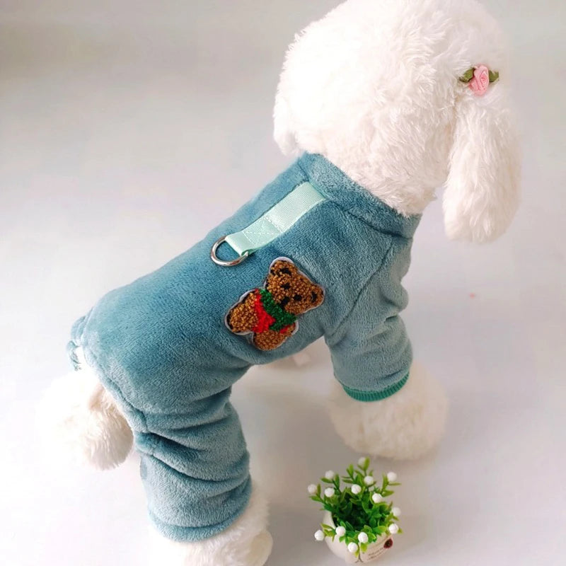 Fleece Warm Pet Clothes Winter Dog Jumpsuit Pajamas for Small Dogs Pomeranian Clothing Puppy Nightshirt Cat Overalls Pijamas