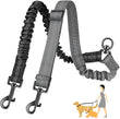 GOYN Upgraded Double Dog Leash with Shock Absorbing Bungee – Adjustable, Tangle-Free & Reflective