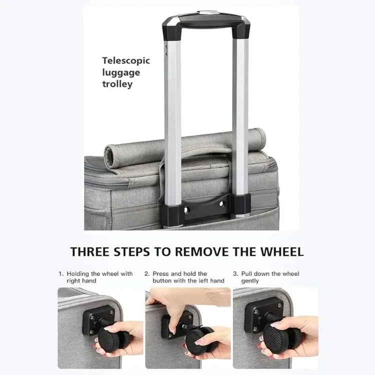 Double-Layer Pet Carrier Backpack with Spinner Wheels – Large Capacity Foldable Cat & Small Dog Trolley Bag for Outdoor Travel