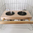 Bird Feeder | Stainless Steel Pet Parrot Feeding Bowl with Wooden Stand | Double Bowl Bird Feeding & Watering Supplies