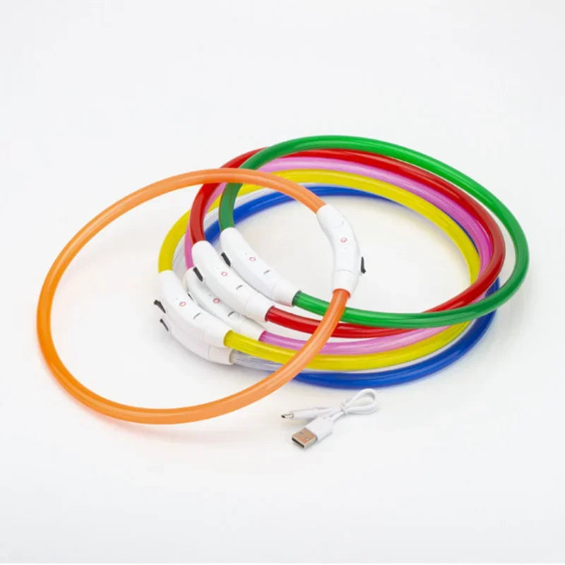 USB Rechargeable LED Luminous Dog Collar – Safety Glowing Night Collar with 3 Light Modes