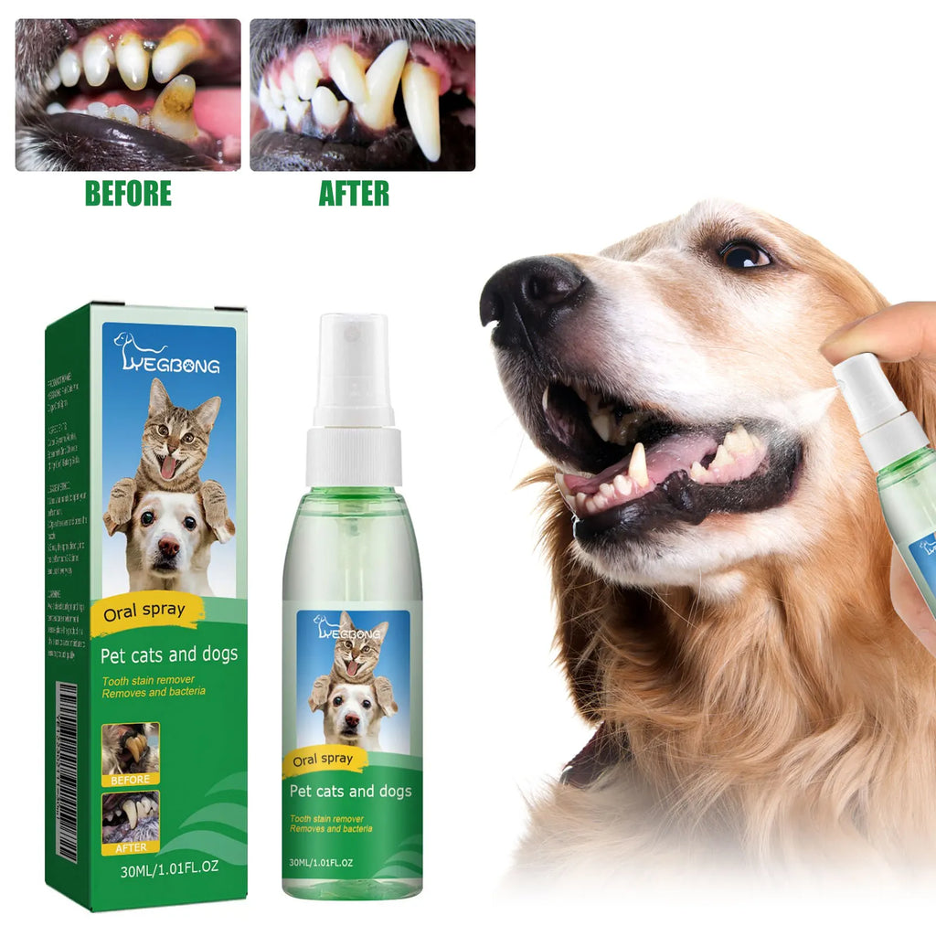 Pet Teeth Cleaning Spray 30ml – Dog & Cat Oral Care, Breath Freshener, Tartar & Stain Remover
