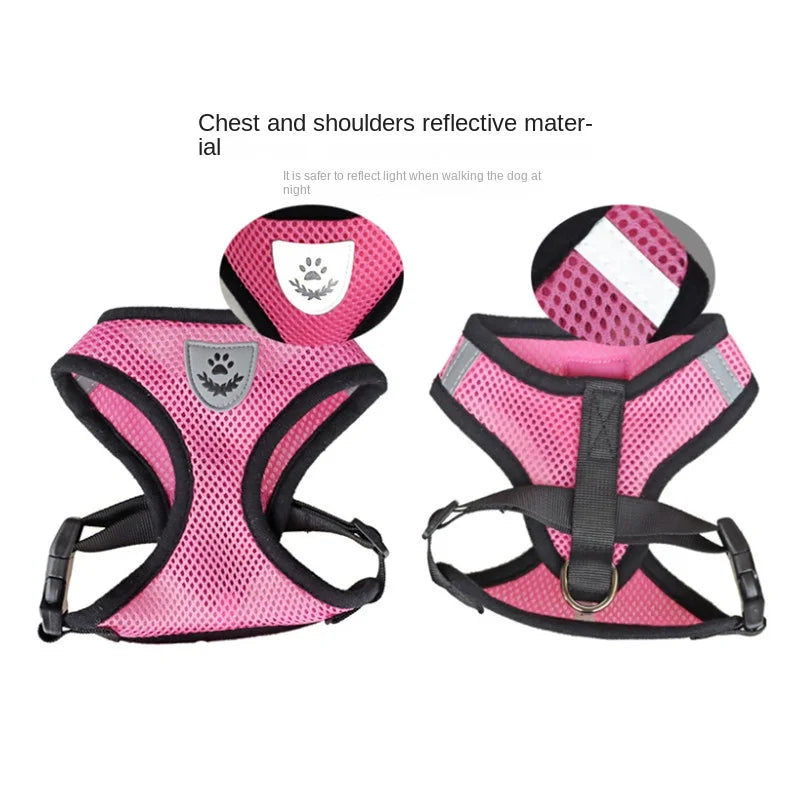 Cat Dog Harness With Lead Leash | Adjustable Vest | Polyester Mesh | Breathable Harnesses | Reflective Strap - Small Dog Cat Accessories