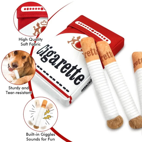 3-Pack Interactive Plush Cigarette Dog Toys with Box