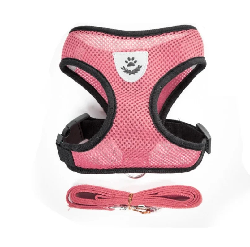 Cat Dog Harness With Lead Leash | Adjustable Vest | Polyester Mesh | Breathable Harnesses | Reflective Strap - Small Dog Cat Accessories