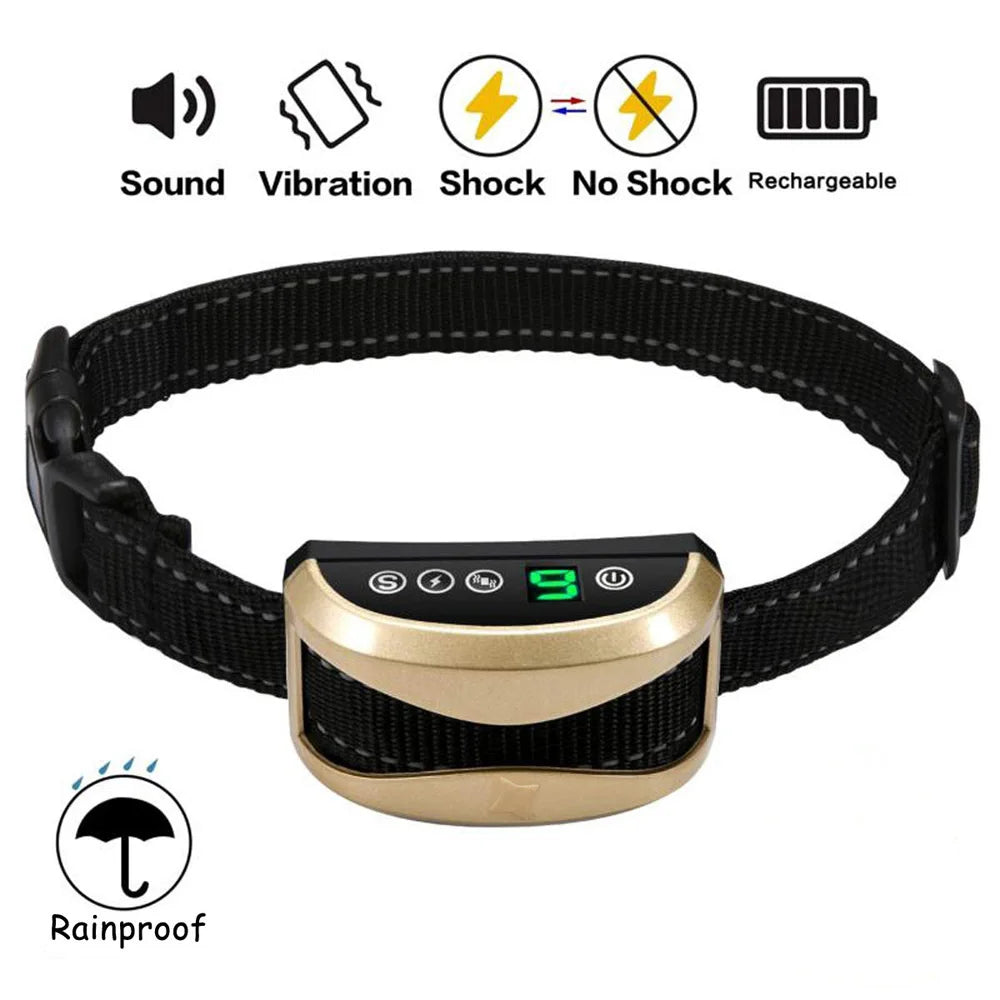 Dog Collar Anti Bark Control Collar Dog Training Accessories Waterproof Rechargeable Anti Barking For Dogs Training Collars