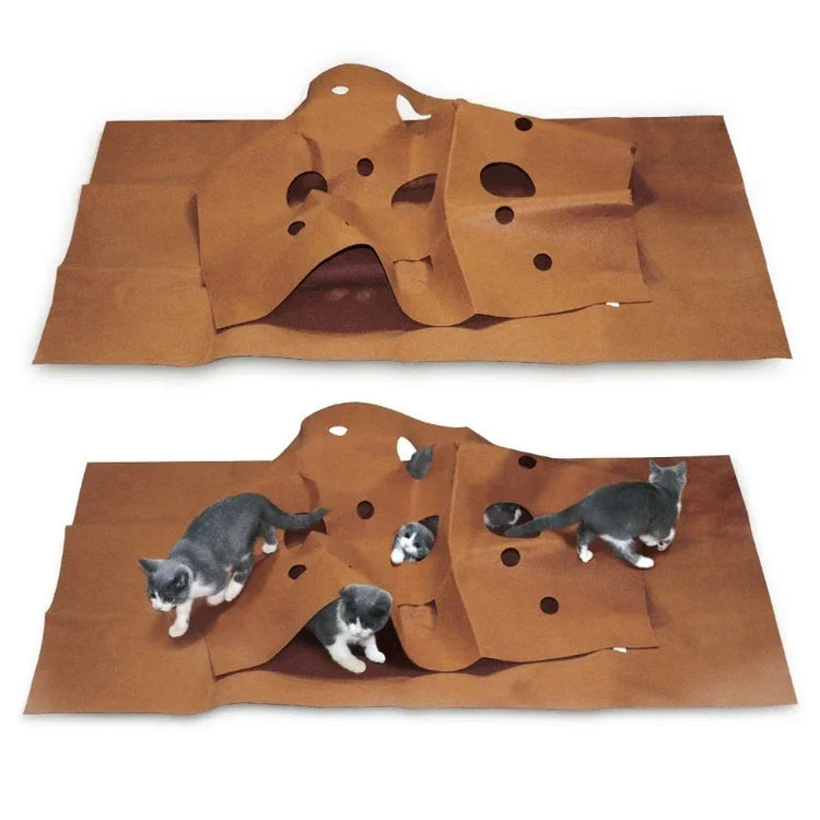 Cat Playing Game Mat | Pet Activity Rug | Training Toy | Collapsible Cat Pad | Scratch-Resistant Bite Mat | Climbing Frame | Cat Litter Mat