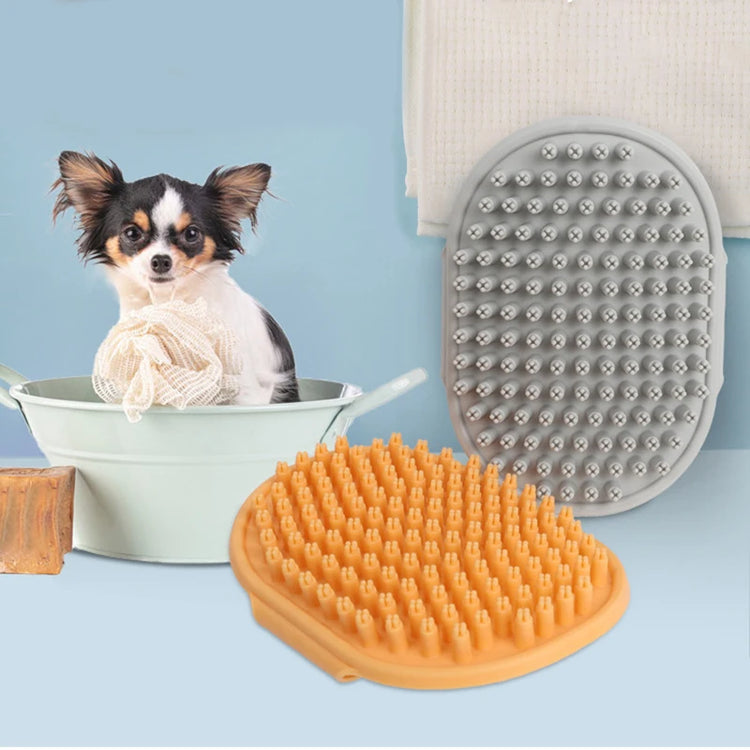 Cat Grooming Comb | Dog Bath Brush - Pet Grooming Shedding Soothing Massage | Rubber Bristles Comb with Adjustable Ring Handle