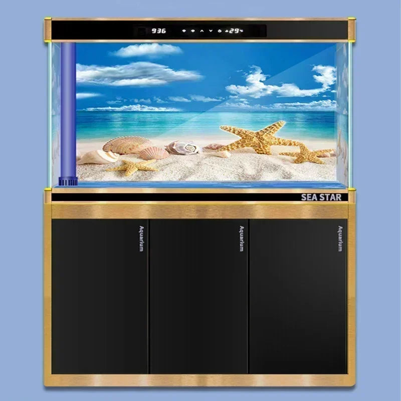 3D Aquarium Background Poster – Double-Sided Ocean Plant Design Fish Tank Sticker Decor