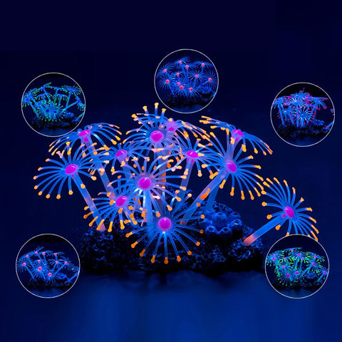 Fluorescent Silicone Aquarium Decoration – Soft Luminous Coral Ornament for Fish Tank Landscaping