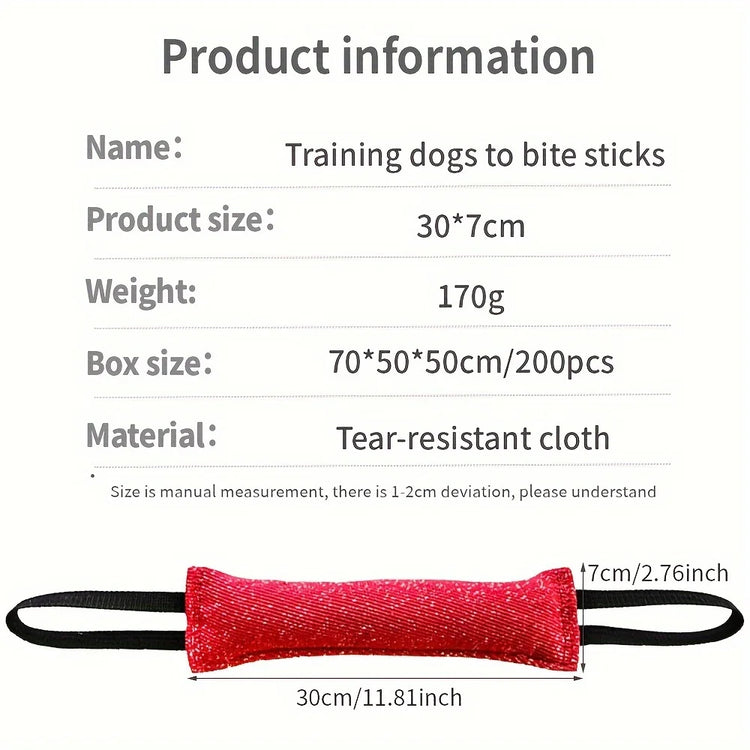 Dog Training Bite Stick – Double Handle Jute Tug Toy for Interactive Play & Training