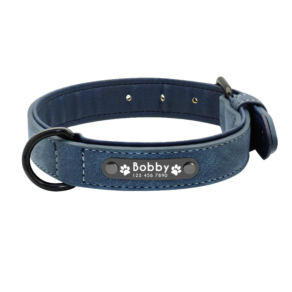 Custom Leather Dog Collar and Leash Set – Personalized, Durable, and Padded for Small to Large Dogs